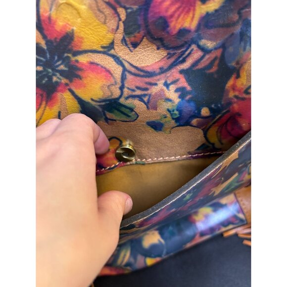 Patricia Nash Leather Tote Purse With Floral Print & Braided Handles - Picture 6 of 11